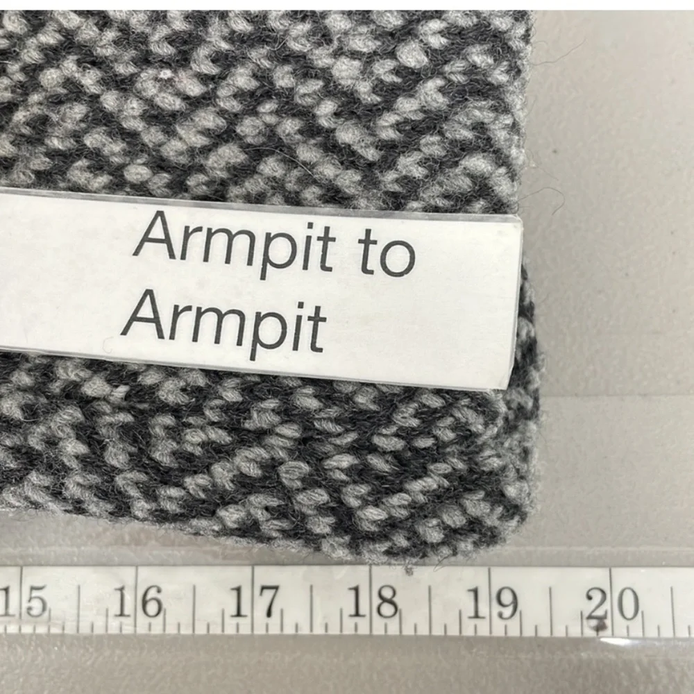 Eileen Fisher Jacket Leather Trim Organic Wool Alpaca Gray Chevron Size Medium - Picture 6 of 6